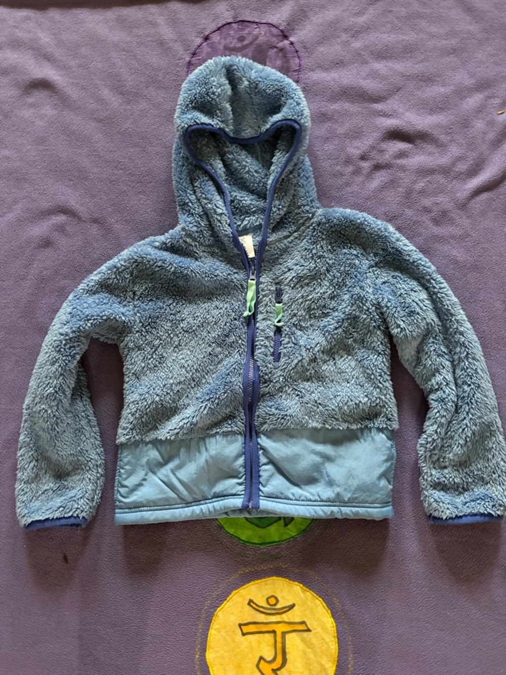 Kids Blue Plush Hooded Zip Jacket small 7T